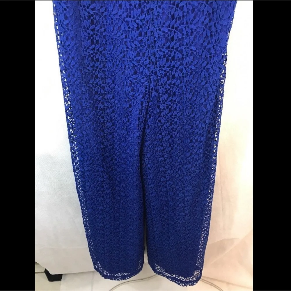 NEW Free People Lemoncello Lace Overlay Jumpsuit in Cobalt Blue‎ [SZ 6 ]